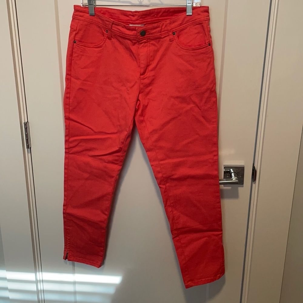 Garnet Hill coral cropped jeans size 8